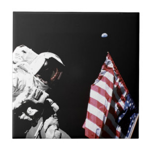 Azulejo Foto de la bandera de astronauta de Apollo 17 de l