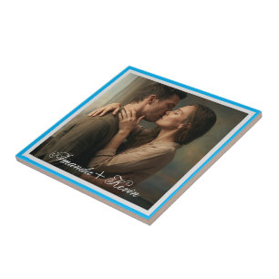 Azulejo Foto de Pareja Romántica y nombre personalizado