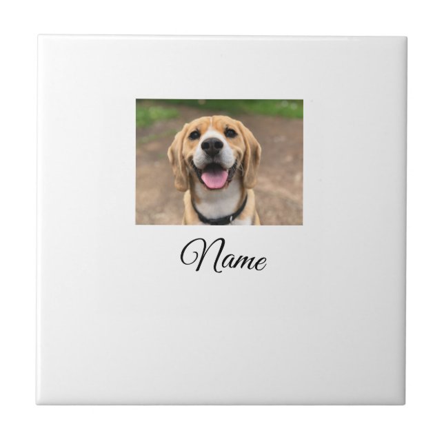 Azulejo Foto de perro gato añadir nombre mascota personali (Frente)