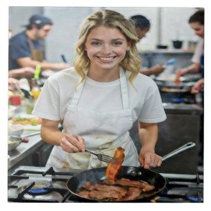 Azulejo Foto de Tocino Cocinando Personalizar