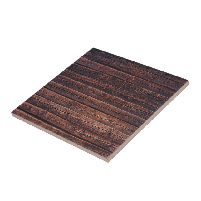 Azulejo Foto en primer plano de tablones de madera con det (Lado)