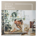 Azulejo Foto familiar moderna | Joyful Merry Blessed<br><div class="desc">Foto familiar moderna | Joyful Merry Blessed</div>