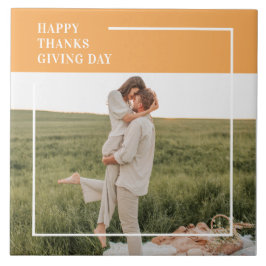 Azulejo Foto familiar moderna y regalo del Día de Acción d