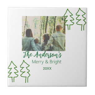 Azulejo Foto moderna del árbol de Navidad verde de nombre