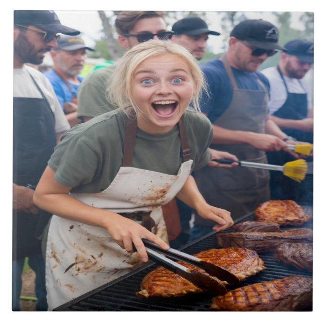 Azulejo Foto personalizada de concurso de BBQ (Frente)