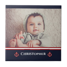 Foto personalizado Nautical Marine Navy Blanco Roj