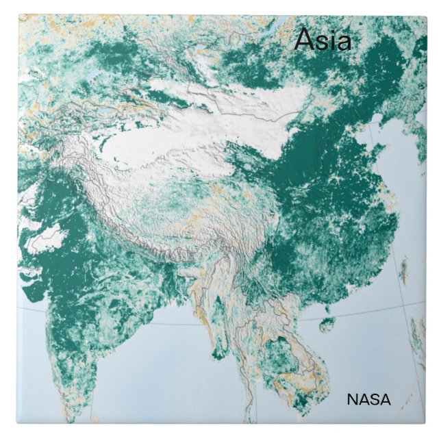Azulejo Foto verde y blanca Asia desde el espacio, NASA (Frente)
