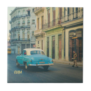 Azulejo Fotografía callejera de un coche clásico vintage e