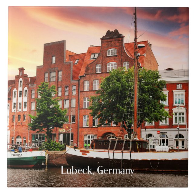 Azulejo Fotografía de paisajes urbanos de Lubeck Alemania (Frente)