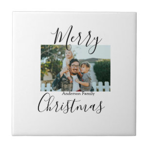 Azulejo Fotos de la familia Feliz Navidad, moderno, elegan