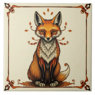 Azulejo Fox - Artes Y Artesanías De Cerámica
