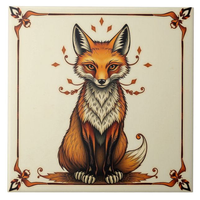 Azulejo Fox - Artes Y Artesanías De Cerámica (Frente)