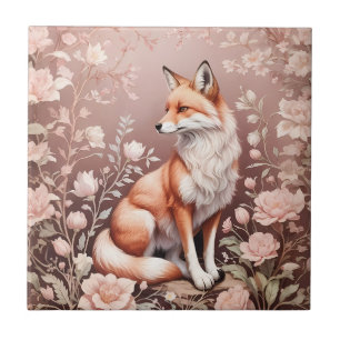 Azulejo Fox con floral rosada de ensueño