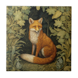 Azulejo Fox en el bosque, estilo Art Nouveau