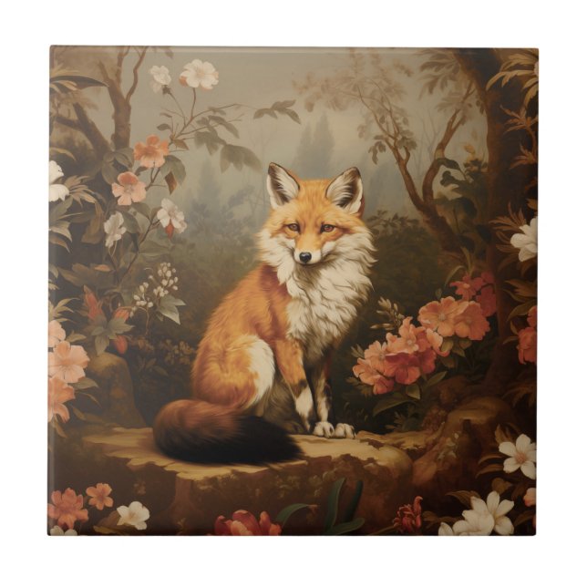Azulejo Fox en el bosque moody Victoriano (Frente)