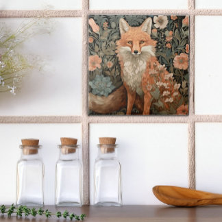 Azulejo Fox en el jardín de otoño