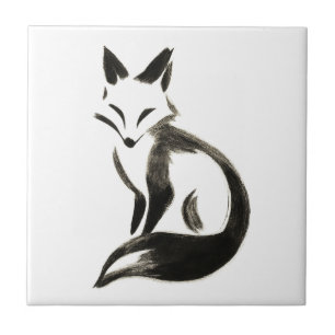 Azulejo Fox silenciosa - Cepillo de tinta Minimalista en m