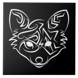 Azulejo Fox tribal negra y blanca