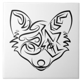 Azulejo Fox tribal negra y blanca