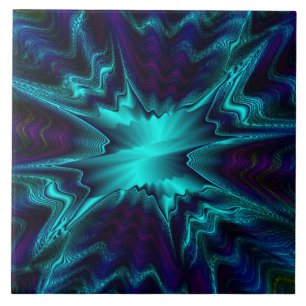 Azulejo Fractal Azul Cobalto
