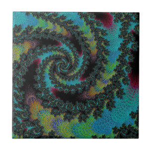 Azulejo Fractal de alfombra de molleja colorida Vivid