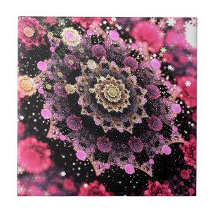 Azulejo Fractal de ráfaga cósmica rosa