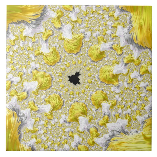 Azulejo Fractal dorado abstracto (Frente)