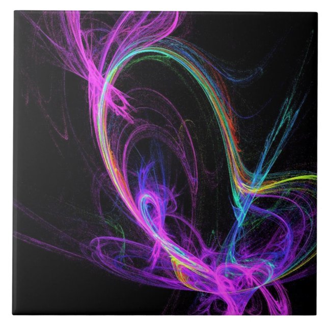Azulejo Fractal Eléctrico Rosa (Frente)
