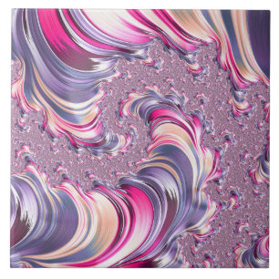 Azulejo Fractal en espiral rosa púrpura abstracto