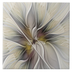 Azulejo Fractal floral, flor de fantasía con colores de la