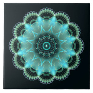 Azulejo fractal mandala de estrella brillante