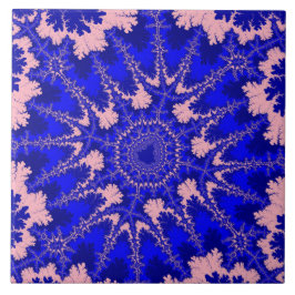 Azulejo Fractal rosa claro y azul colorido