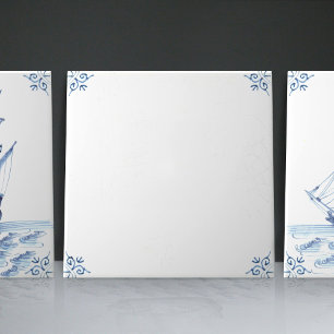Azulejo Fragata Goleta de Vela al Estilo Holandés Delft Bl