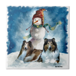 Azulejo Fragmentos duros con Navidades de Snowman
