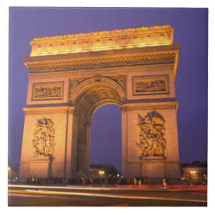 Azulejo Francia, París, Arco de Triunfo al anochecer.