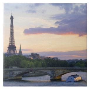 Azulejo Francia, París, barco del viaje en el río el Sena,