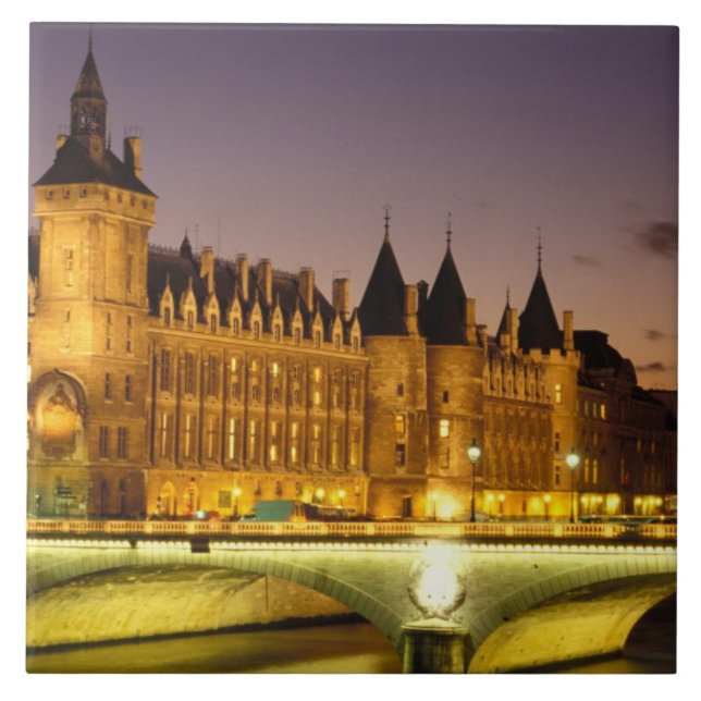 Azulejo Francia, París, Conciergerie y río Sena en (Frente)