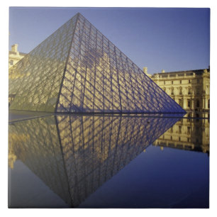 Azulejo FRANCIA, París Reflexión, Pirámide. El Louvre