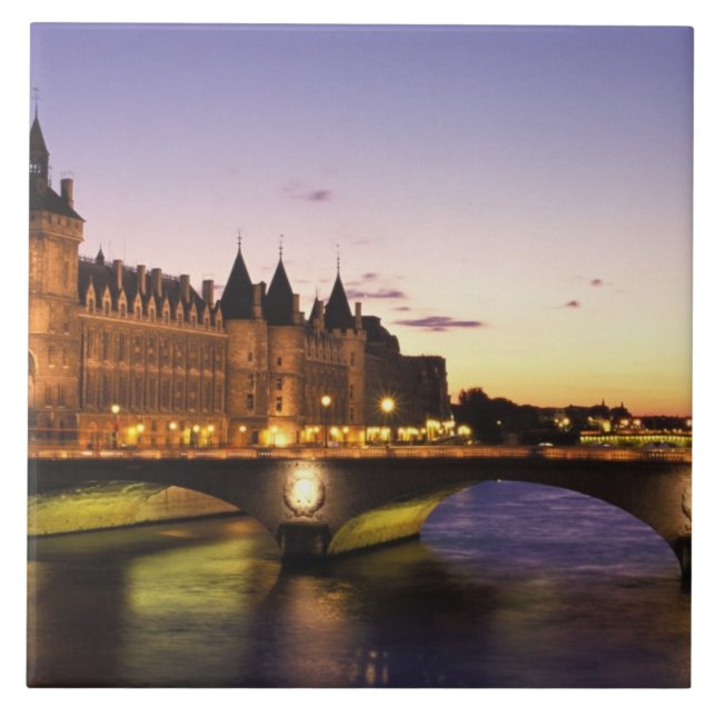 Azulejo Francia, París, río Sena y Conciergerie en (Frente)