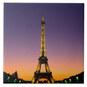 Azulejo Francia, París, Torre Eiffel al atardecer.