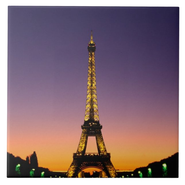 Azulejo Francia, París, Torre Eiffel al atardecer. (Frente)