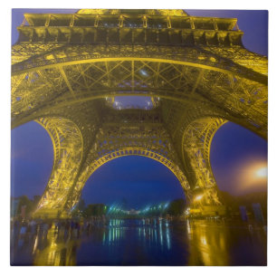 Azulejo Francia, París. Torre Eiffel iluminada en