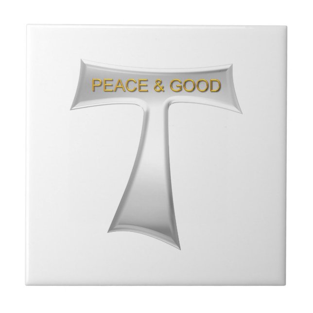 Azulejo Franciscan Tau Cross Peace y Good Silver & Gold (Frente)