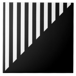 Azulejo Franja geométrica dividida en blanco y negro minim