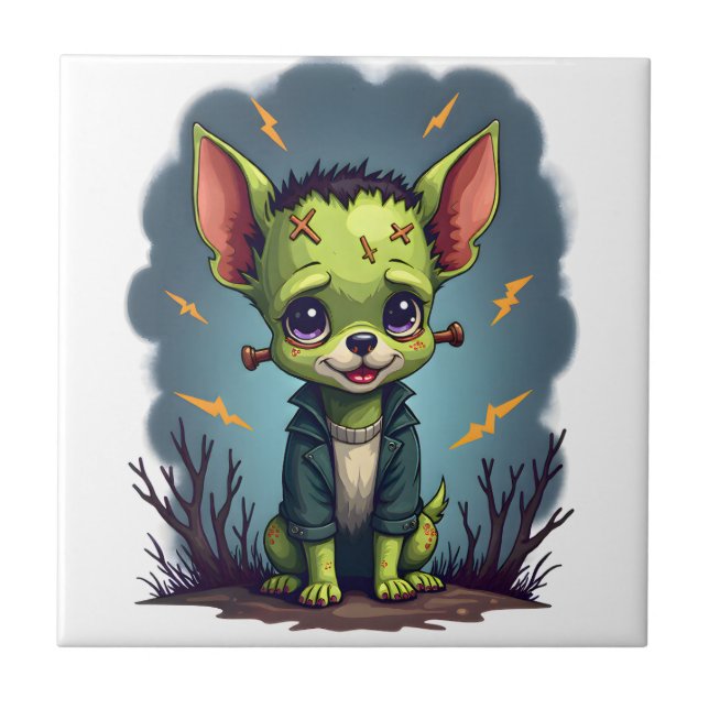 Azulejo Frankenstein Chihuahua Shock (Frente)