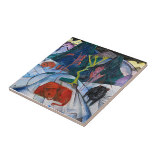 Azulejo Franz Marc Bison en invierno (bisonte rojo)