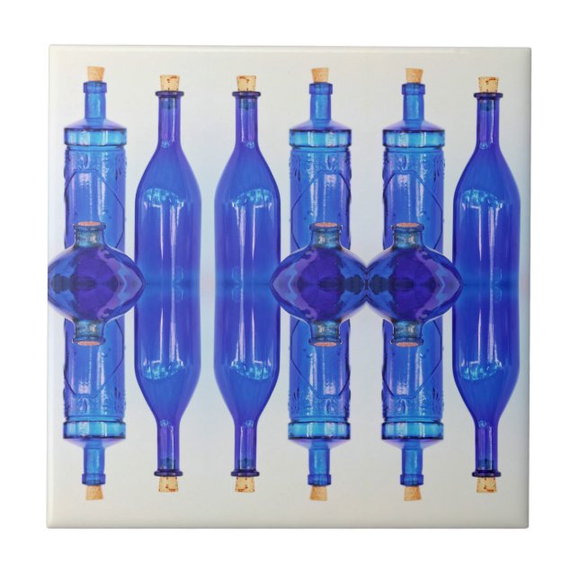 Azulejo Frascos con corchetes de vidrio azul (Frente)