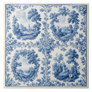 Azulejo French Toile De Juoy Pastoral Rustic Country Blue 