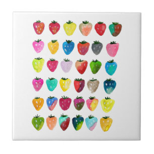 Azulejo Fresa dulzura linda fruta acuarela