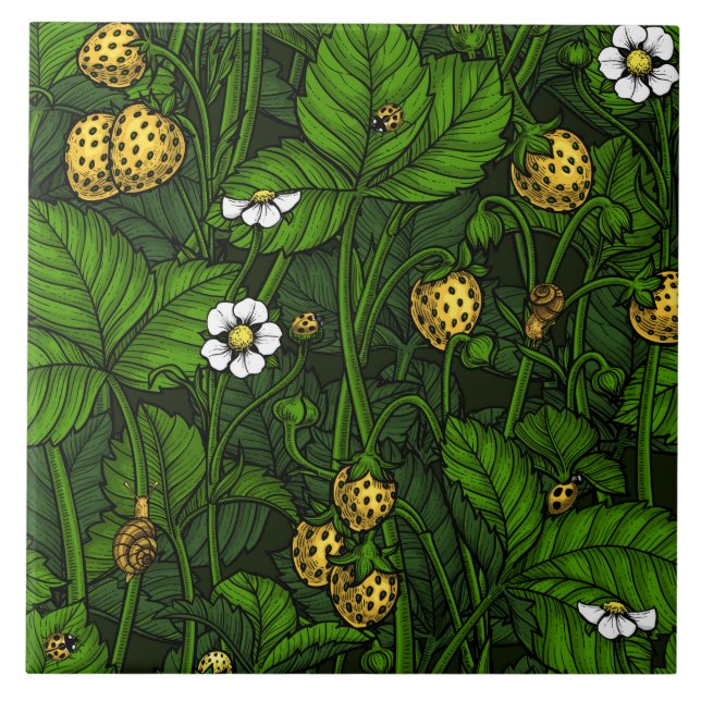 Azulejo Fresas silvestres, amarillas y verdes (Frente)